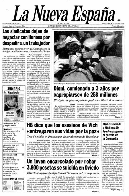 Portada Sábado 1 de  de 1991