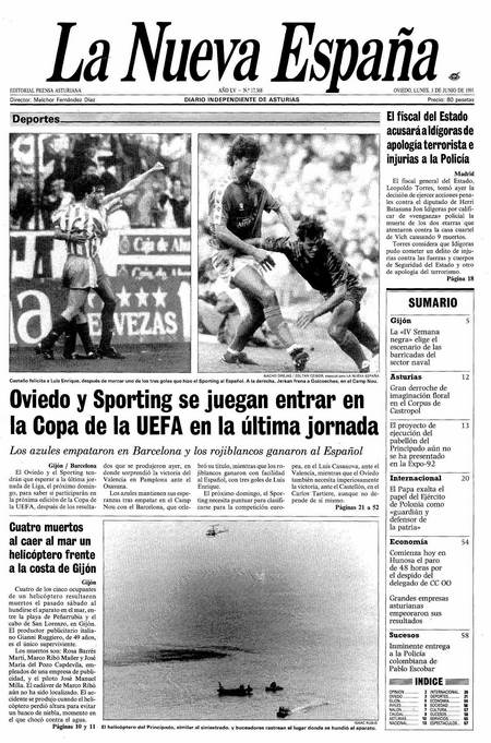 Portada Lunes 3 de  de 1991