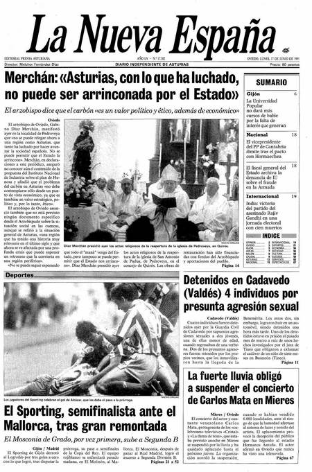 Portada Lunes 17 de  de 1991