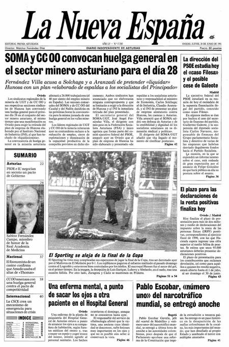 Portada Jueves 20 de  de 1991