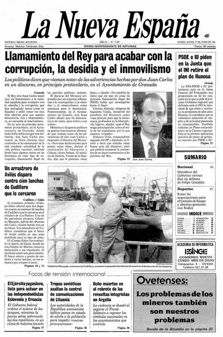 Portada Jueves 27 de  de 1991