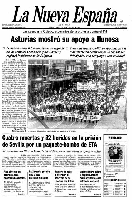 Portada Sábado 29 de  de 1991
