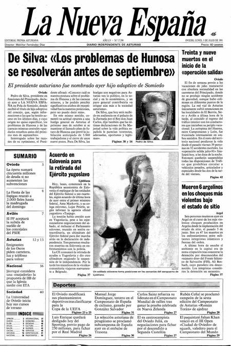 Portada Lunes 1 de  de 1991