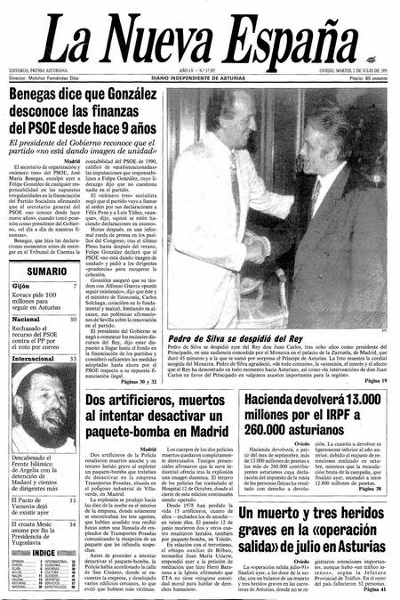 Portada Martes 2 de  de 1991