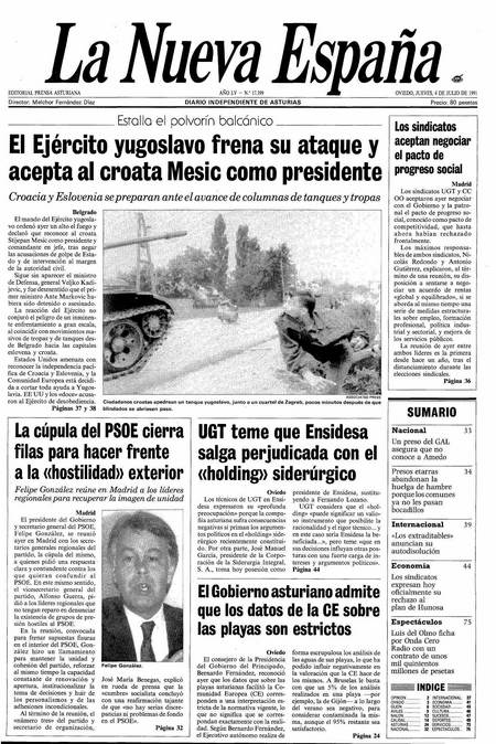 Portada Jueves 4 de  de 1991