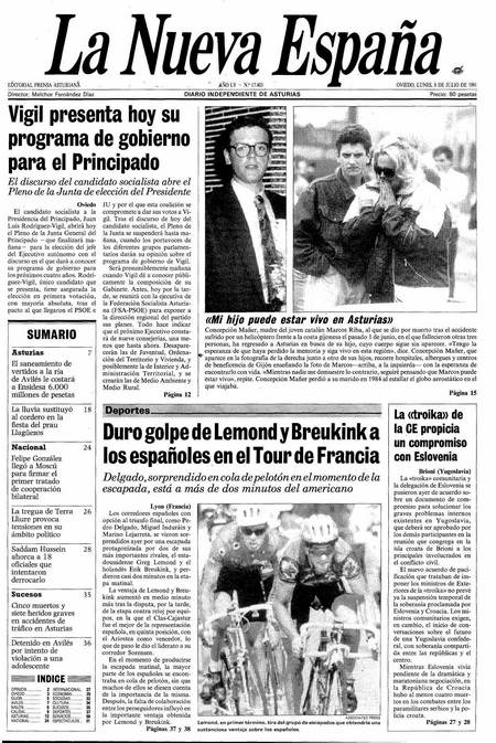 Portada Lunes 8 de  de 1991