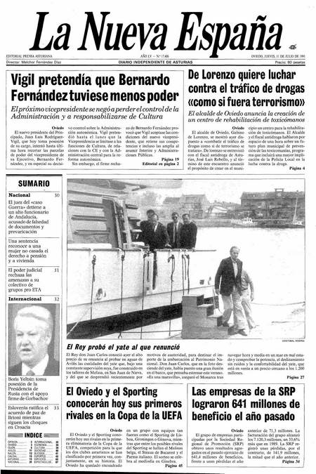 Portada Jueves 11 de  de 1991