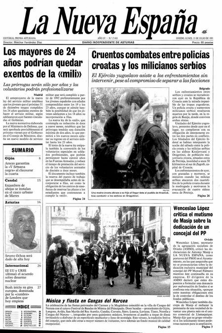 Portada Lunes 15 de  de 1991