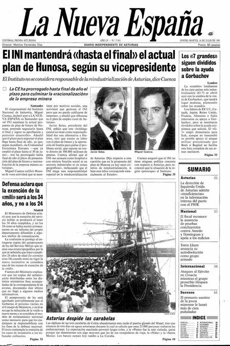 Portada Martes 16 de  de 1991
