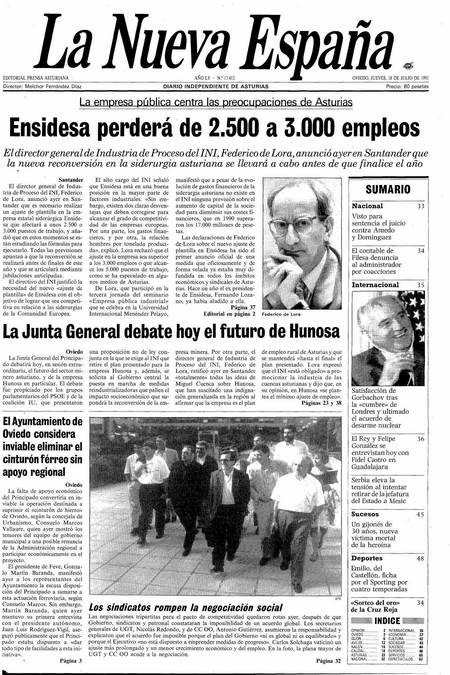 Portada Jueves 18 de  de 1991