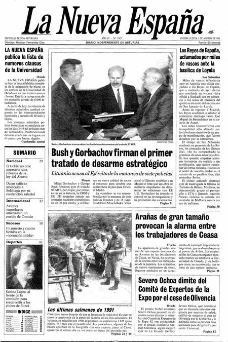 Portada Jueves 1 de  de 1991