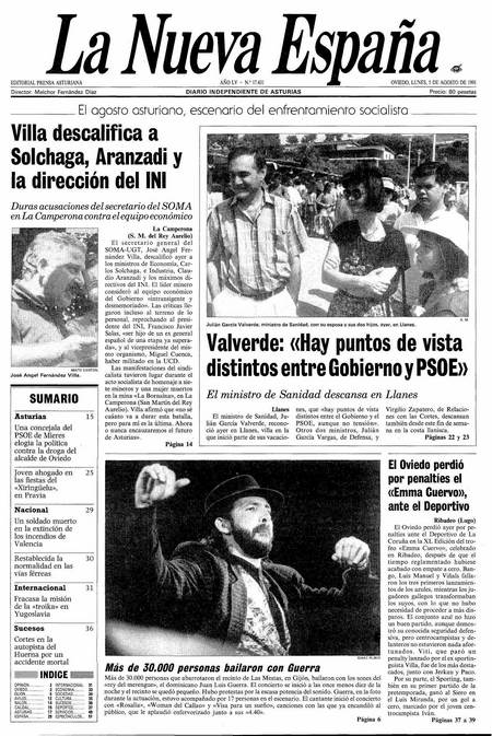 Portada Lunes 5 de  de 1991