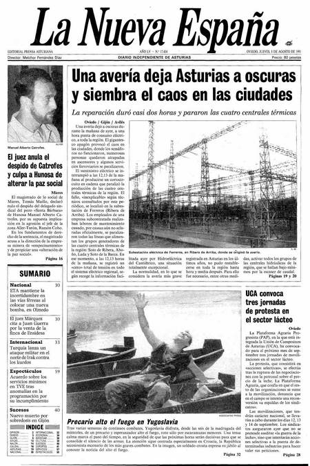 Portada Jueves 8 de  de 1991