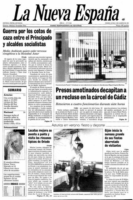 Portada Lunes 12 de  de 1991