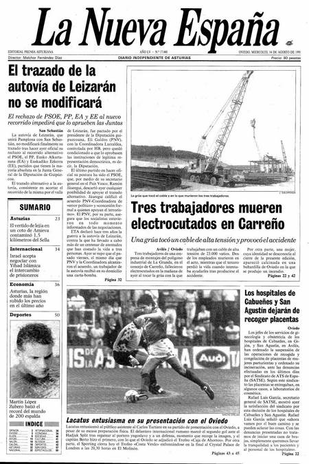 Portada Miércoles 14 de  de 1991