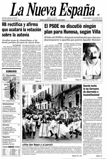 Portada Sábado 17 de  de 1991
