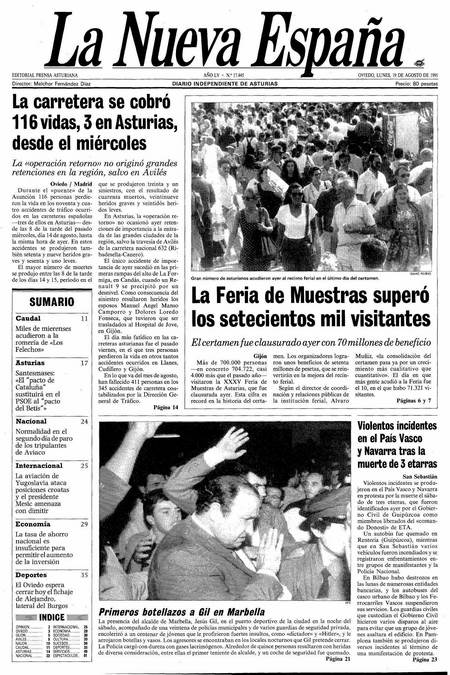 Portada Lunes 19 de  de 1991
