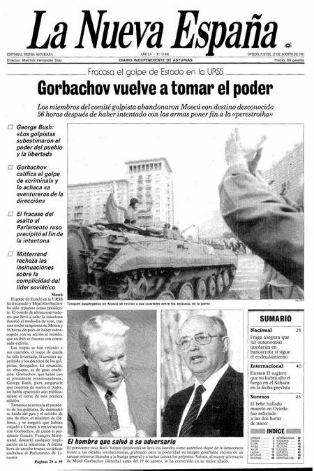 Portada Jueves 22 de  de 1991