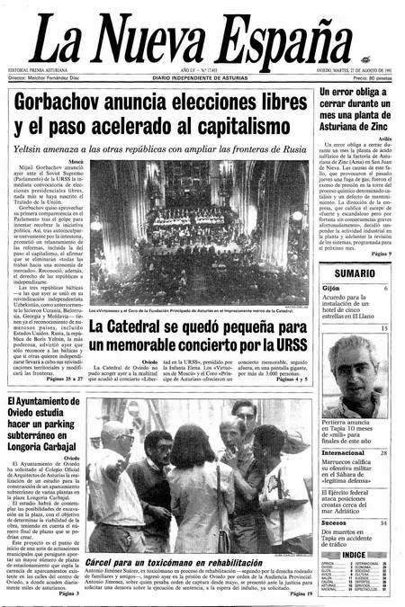 Portada Martes 27 de  de 1991