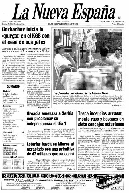 Portada Jueves 29 de  de 1991