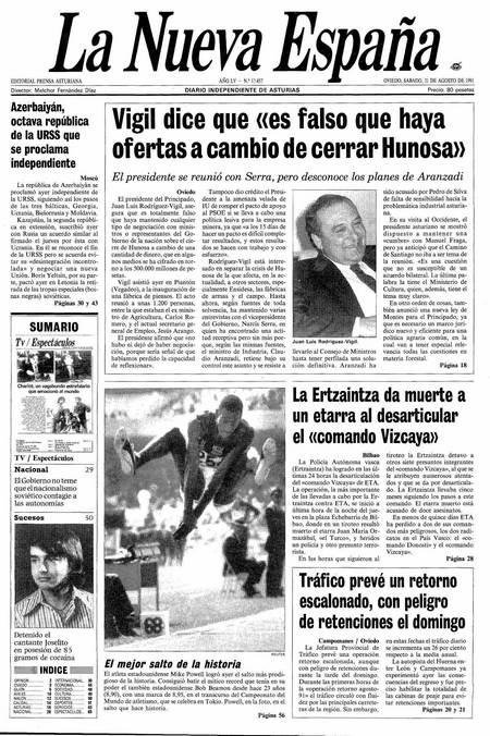 Portada Sábado 31 de  de 1991