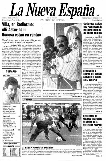 Portada Lunes 2 de  de 1991