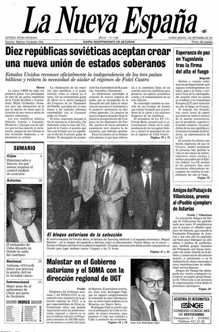 Portada Martes 3 de  de 1991