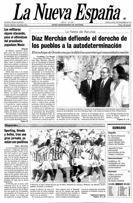 Portada Lunes 9 de  de 1991