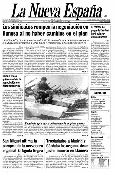 Portada Martes 10 de  de 1991