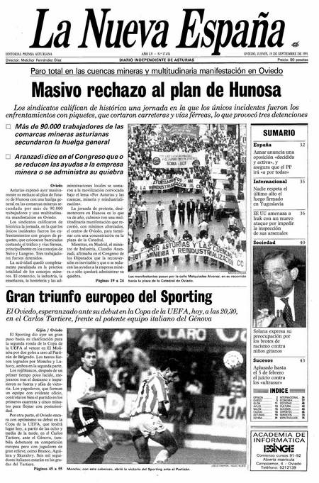 Portada Jueves 19 de  de 1991