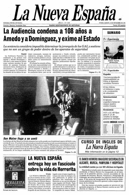 Portada Sábado 21 de  de 1991