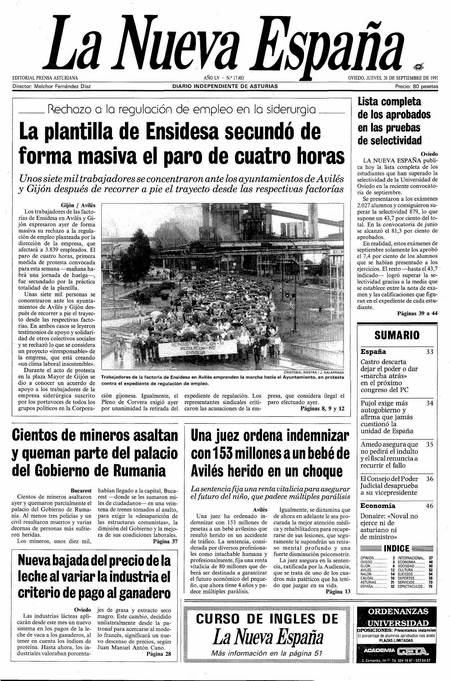 Portada Jueves 26 de  de 1991