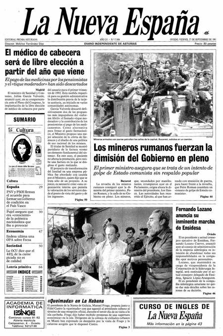 Portada Viernes 27 de  de 1991