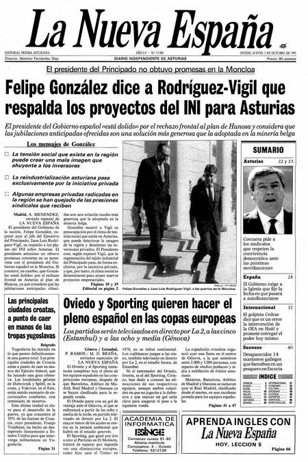 Portada Jueves 3 de Octubre de 1991