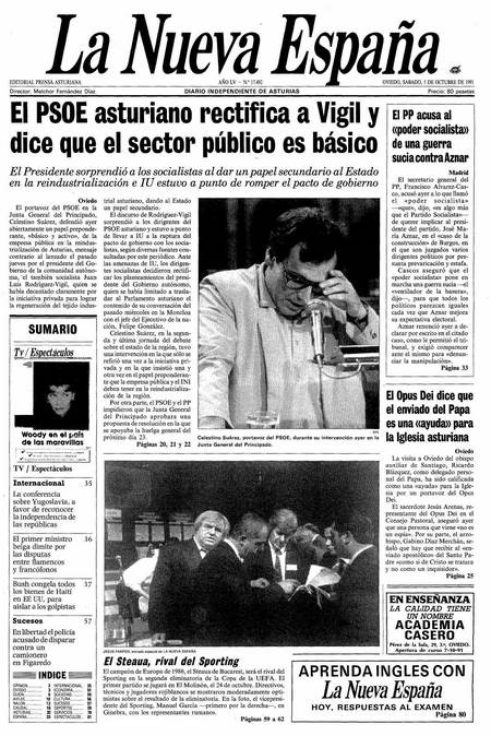 Portada Sábado 5 de Octubre de 1991