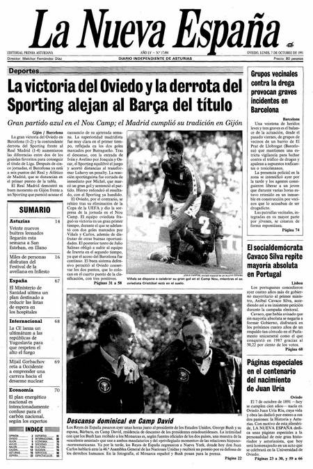 Portada Lunes 7 de Octubre de 1991