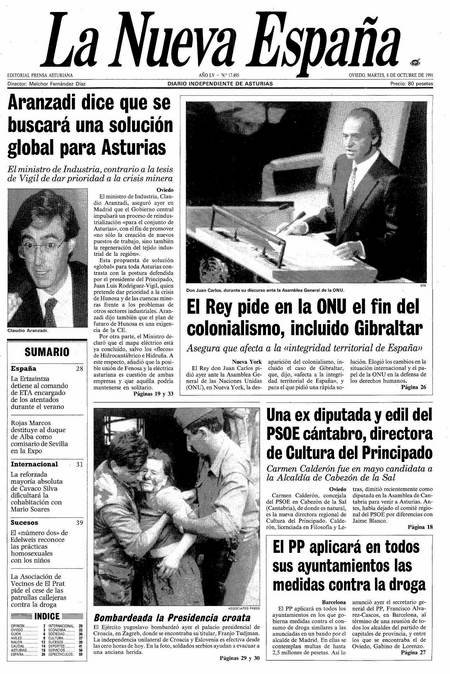 Portada Martes 8 de Octubre de 1991