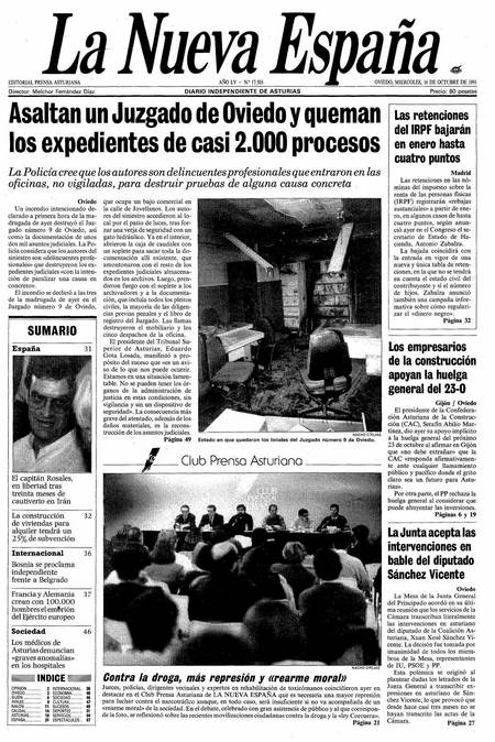 Portada Miércoles 16 de Octubre de 1991