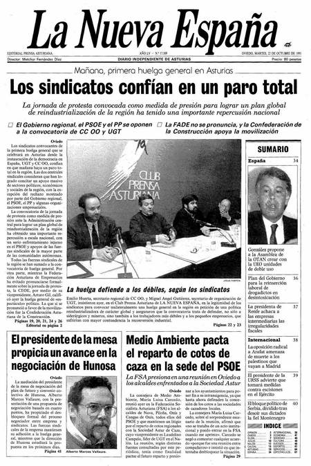 Portada Martes 22 de Octubre de 1991