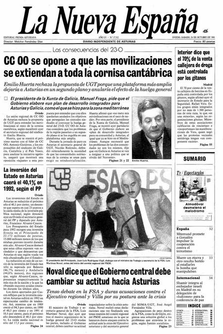 Portada Sábado 26 de Octubre de 1991