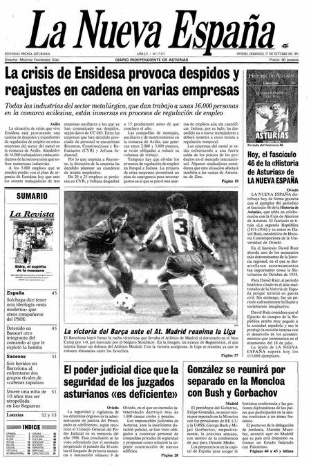 Portada Domingo 27 de Octubre de 1991