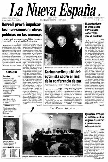 Portada Martes 29 de Octubre de 1991