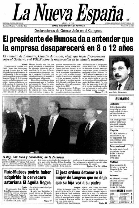 Portada Miércoles 30 de Octubre de 1991
