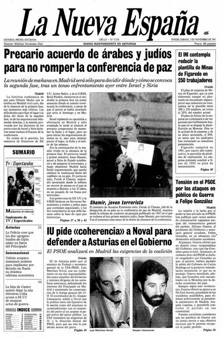 Portada Sábado 2 de Noviembre de 1991