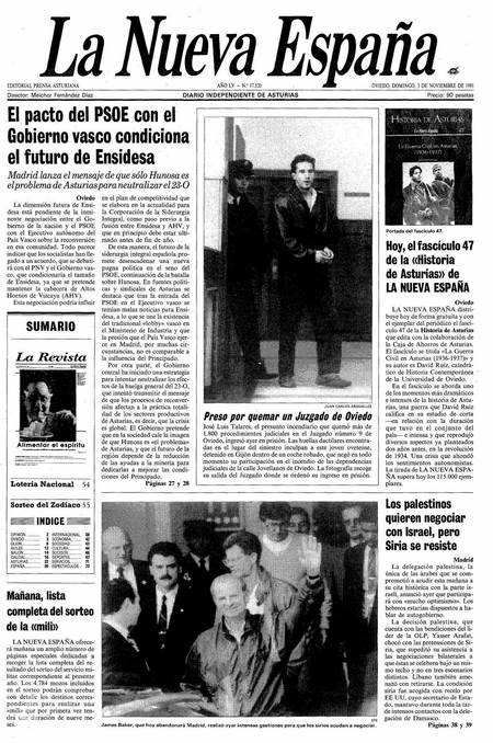 Portada Domingo 3 de Noviembre de 1991