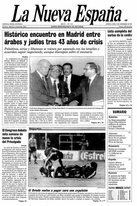 Portada Lunes 4 de Noviembre de 1991
