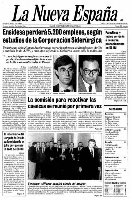 Portada Martes 5 de Noviembre de 1991