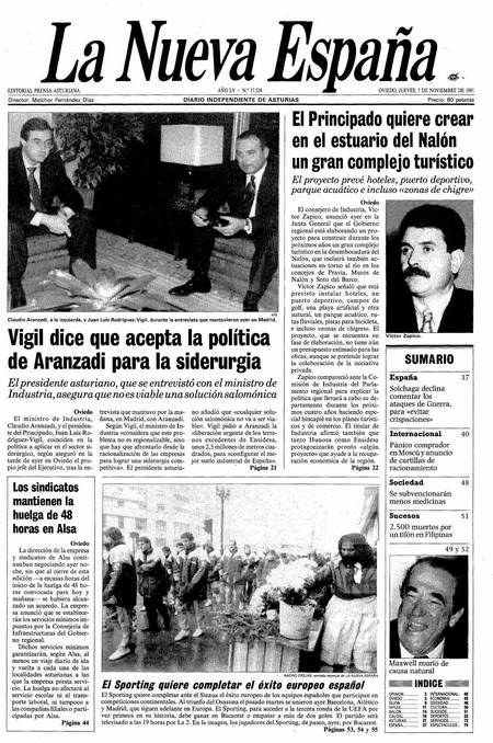 Portada Jueves 7 de Noviembre de 1991