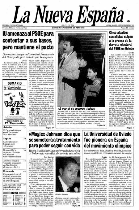Portada Sábado 9 de Noviembre de 1991