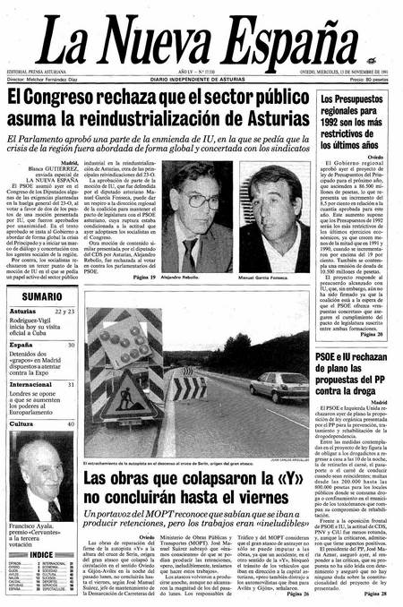 Portada Miércoles 13 de Noviembre de 1991
